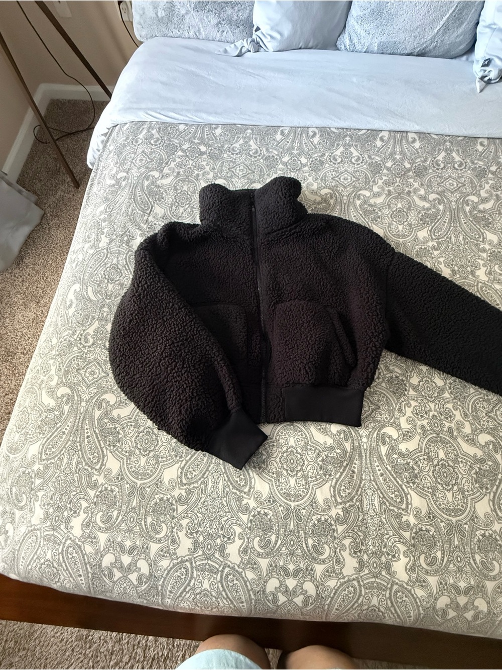 Cropped Sherpa Jacket with Pockets